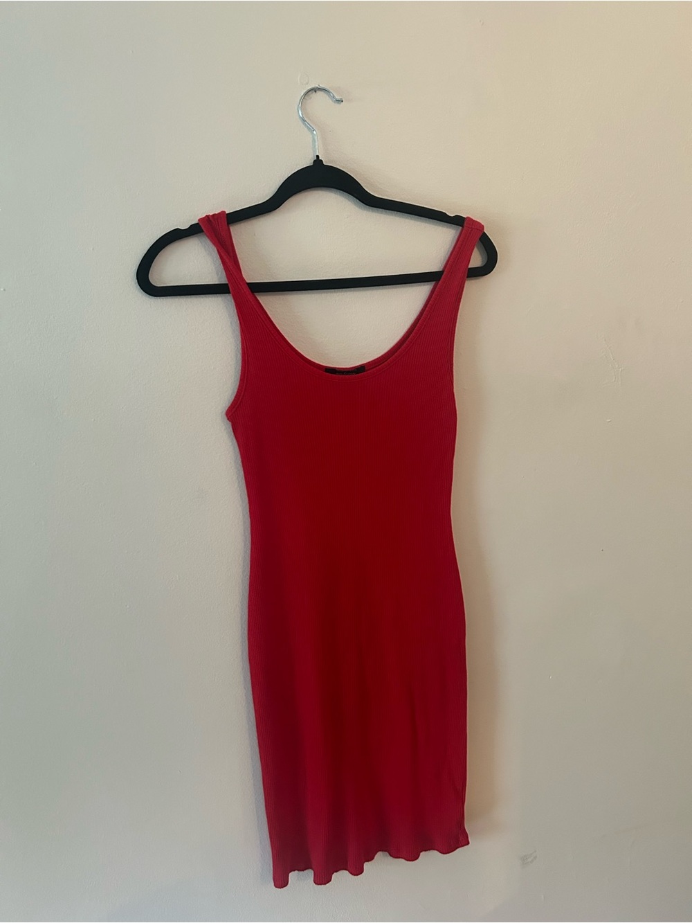 Red Ribbed Tank Dress - Women Tops